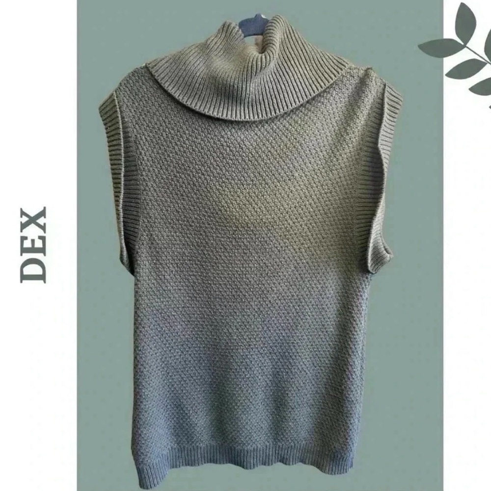 DEX Cowl Neck Sleeveless Sweater Knit Olive Medium - Picture 4 of 7